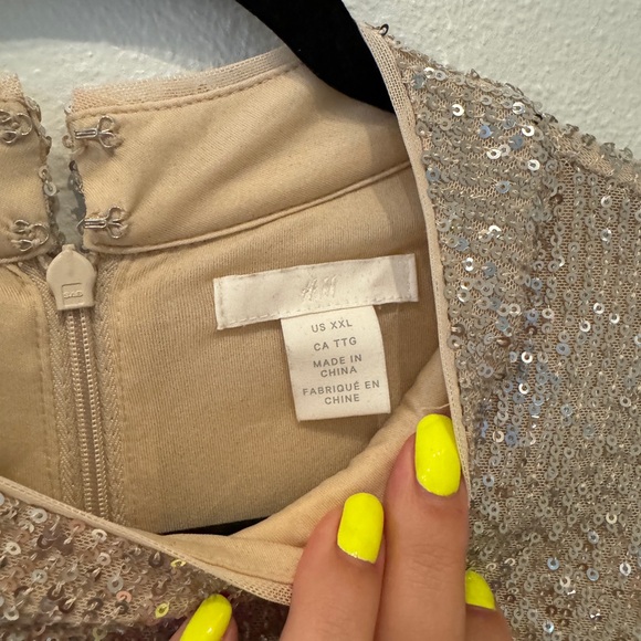 H&M Champagne with Silver Sequin Dress XXL - Picture 9 of 10